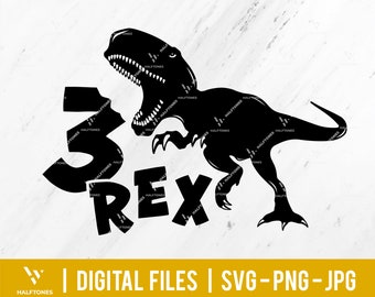 3 rex svg, Three rex svg, 3rd Birthday svg, Third birthday svg, T-rex shirt svg, Dinosaur birthday boy svg | Digital files for Cricut