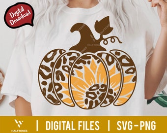 Kürbis Sonnenblume SVG, Herbst svg, Halloween svg, Thanksgiving svg, Kürbis png, Gepard Kürbis png, Leopard Kürbis png | Digitale Schnittdatei