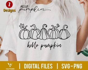 Hello pumpkin svg, Fall pumpkin svg, Thanksgiving svg, Autumn svg, Fall shirt svg, Thanksgiving gift, Halloween svg | Digital file