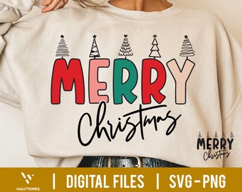 Merry Christmas Svg, Christmas Tree Svg, Merry and Bright Svg, Christmas Shirt Svg, Girl Christmas Svg, Merry Christmas Tree Svg, Winter Svg