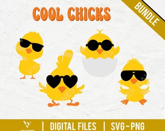 Chick with Sunglasses SVG, Baby Chicken svg, Cool Chick svg, Boy Chick svg, Girl Chick svg, Easter Chick svg, Kids Easter svg, Chick Decal