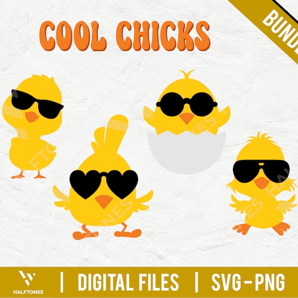 Chick with Sunglasses SVG, Baby Chicken svg, Cool Chick svg, Boy Chick svg, Girl Chick svg, Easter Chick svg, Kids Easter svg, Chick Decal