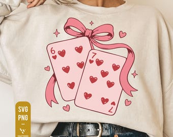 67 Valentine Playing Cards SVG, Trendy Valentine Svg, Preppy 67 Svg, 67 Meme Svg, Six Seven Svg, Valentine Svg, Coquette Valentine Svg
