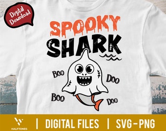 Spooky Shark Svg, Kids halloween Shirt svg, Halloween shark svg, Boo svg, Baby halloween svg, Funny Halloween svg, Spooky Funny Kids PNG