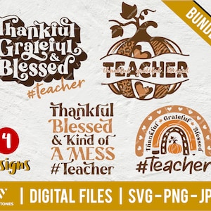 Fall Teacher Pumpkin Svg, One Thankful Teacher Svg, Thankful grateful blessed, Pumpkin Teacher Svg, Leopard Pumpkin Svg, Fall Teacher Shirt