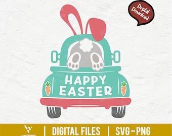 Happy Easter Svg, Bunny Tail Svg, Easter Svg, Easter Truck Svg, Easter Bunny Svg, Kids Easter Svg, Easter Shirt Svg, Easter Toddler Shirt