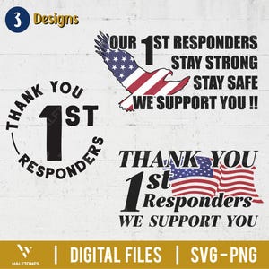 Thank you first responders SVG, thank you for your service, Police, Firemen EMT, 1st responder, Health care, protect us svg | Digital files