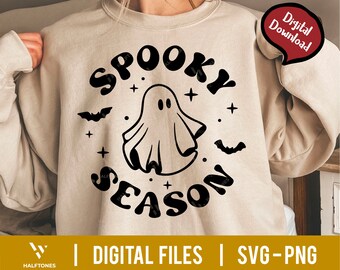 Gruselige Staffel SVG, Ghost Vibes svg, Retro Halloween Svg, Süße Halloween PNG, Halloween Vibes svg, Spooky Vibes, Halloween Shirt l Digitale Datei