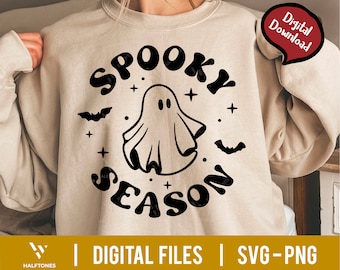 Spooky Season SVG, Ghost Vibes svg, Retro Halloween Svg, Cute Halloween PNG, Halloween Vibes svg,Spooky vibes,Halloween Shirt l Digital file