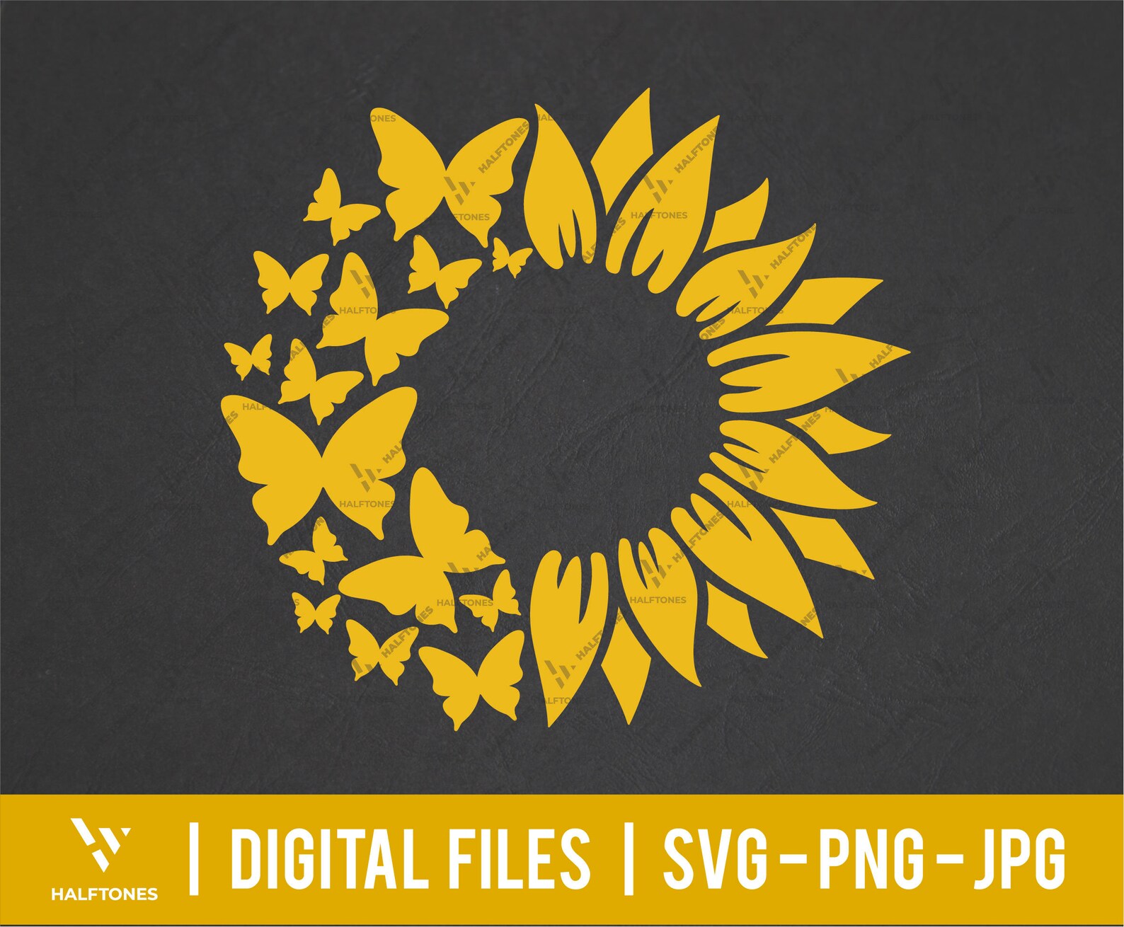 Sunflower Butterfly SVG Sunflower With Butterfly Png Retro Etsy
