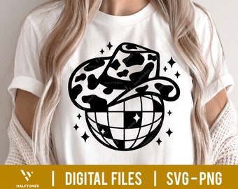 Disco SVG Cowgirl, Disco Cowboy svg, Let's go girls svg, Disco Ball svg, Cowboy hat svg, Bachelorette svg, Western svg, Disco Ball Shirt Svg