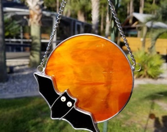Bat Stained Glass Halloween Suncatcher, Halloween Decoration, Fall decorations