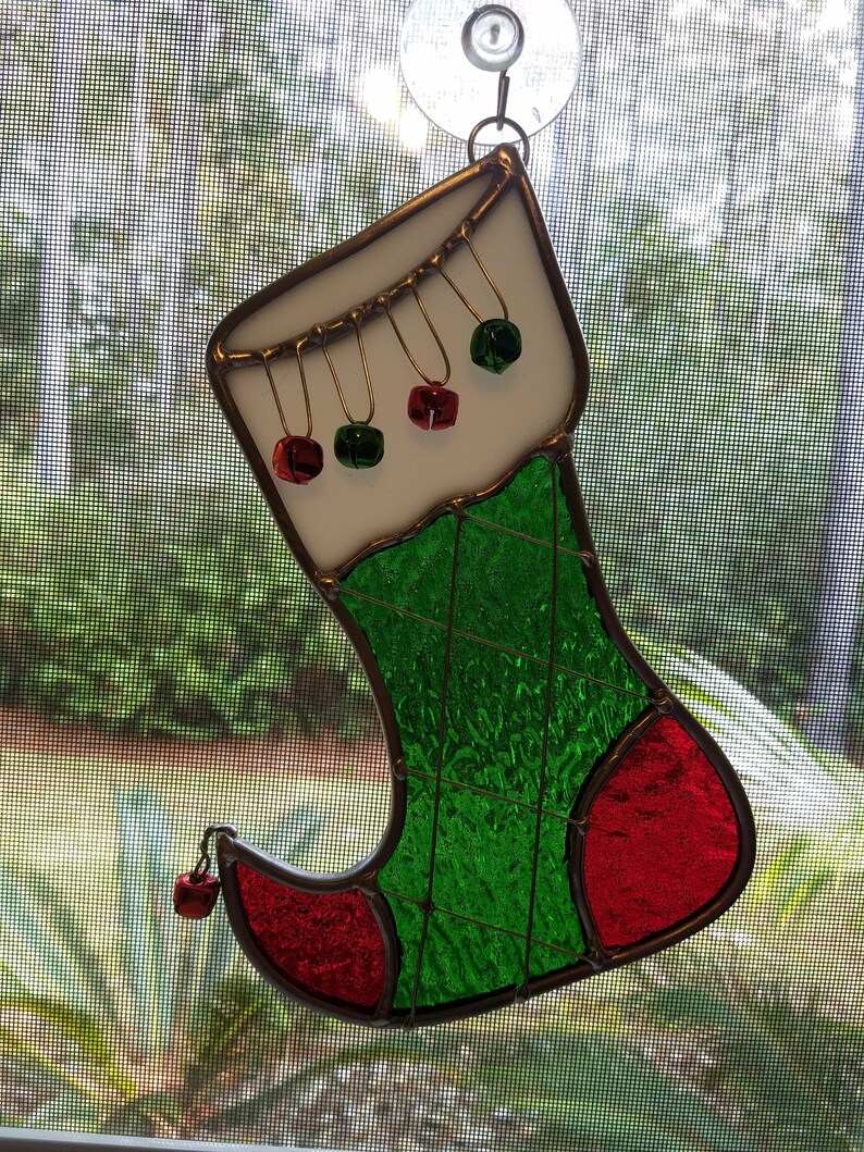 Stained Glass Christmas Stocking Holiday Decoration Etsy