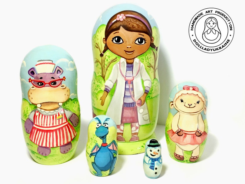 Doc Mcstuffins Nesting Doll 5 Pcs 16 Cm Dottie Etsy