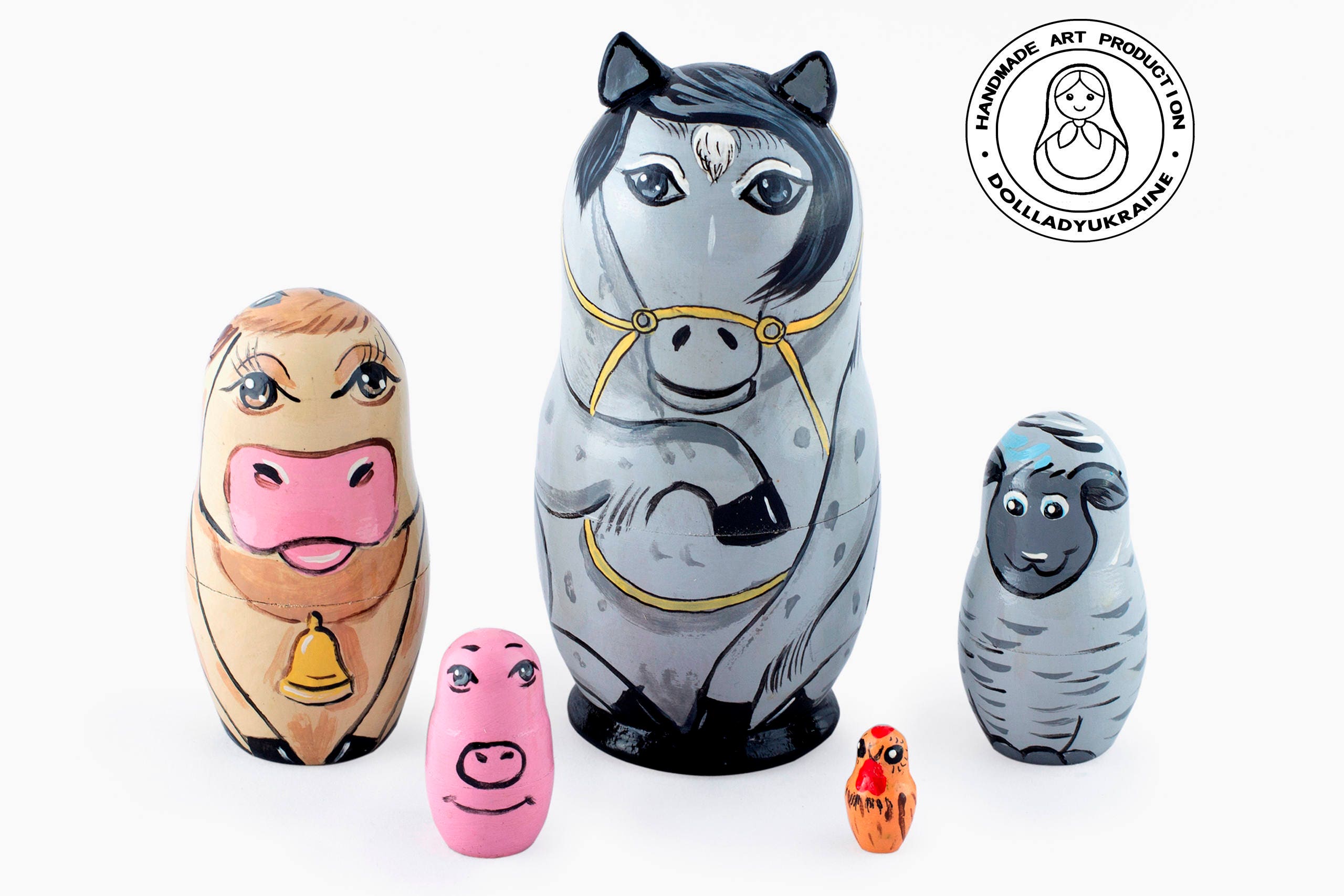 Farm Animals Nesting dolls for Kids Matryoshka Doll 11 cm Etsy
