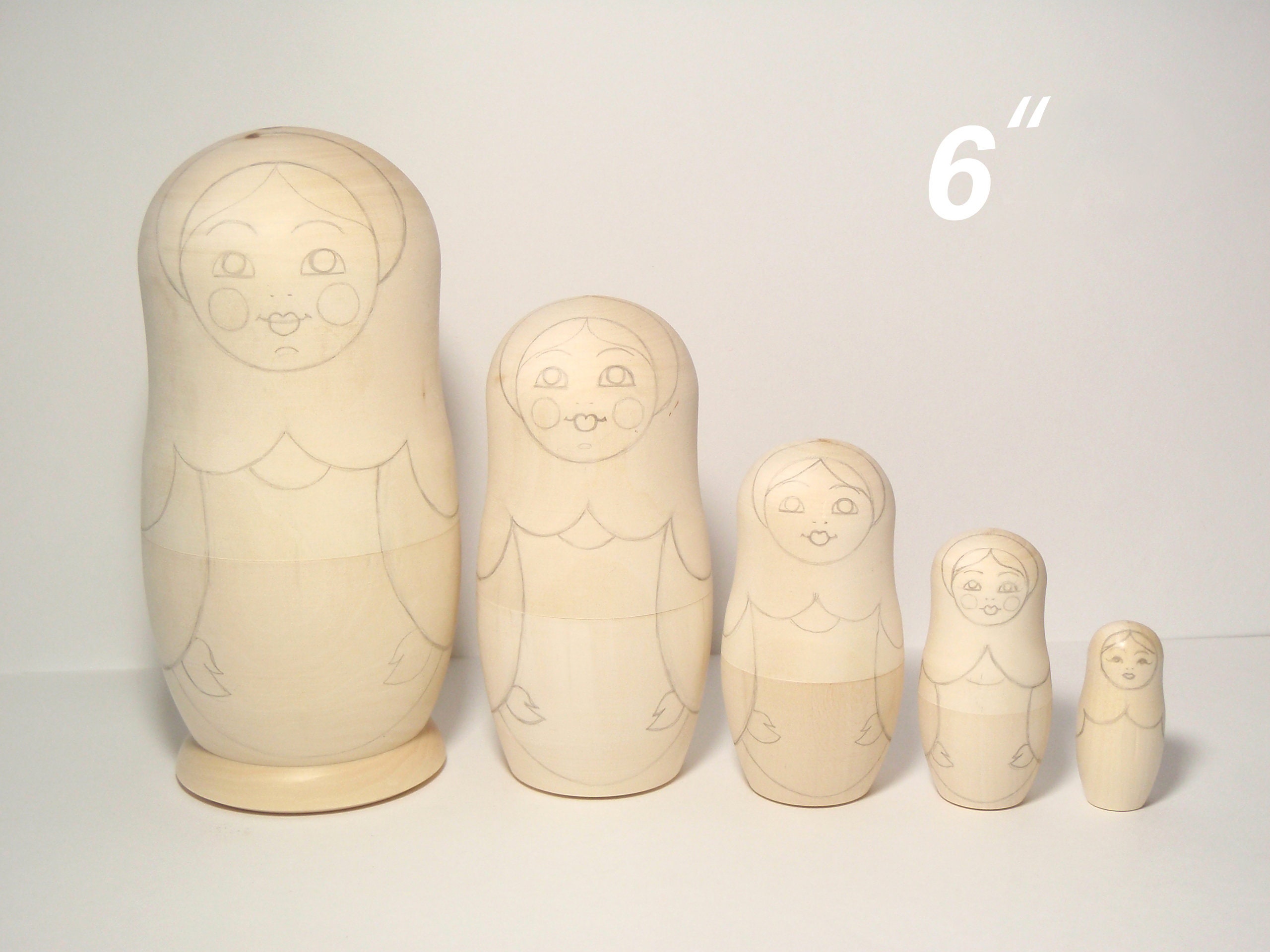 Blank Nesting Doll 6/155 cm Unpainted Blank Matryoshka Etsy
