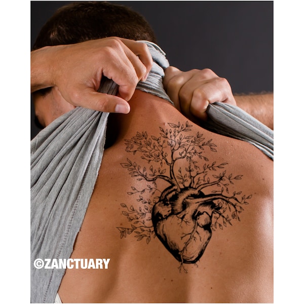 Heart Tree Tattoo Tree Heart Tattoo Heart Shaped Tree Tattoo Heart Roosts Tattoo Botanical Tattoo Faux Tatouage Temporaire Tätowierung