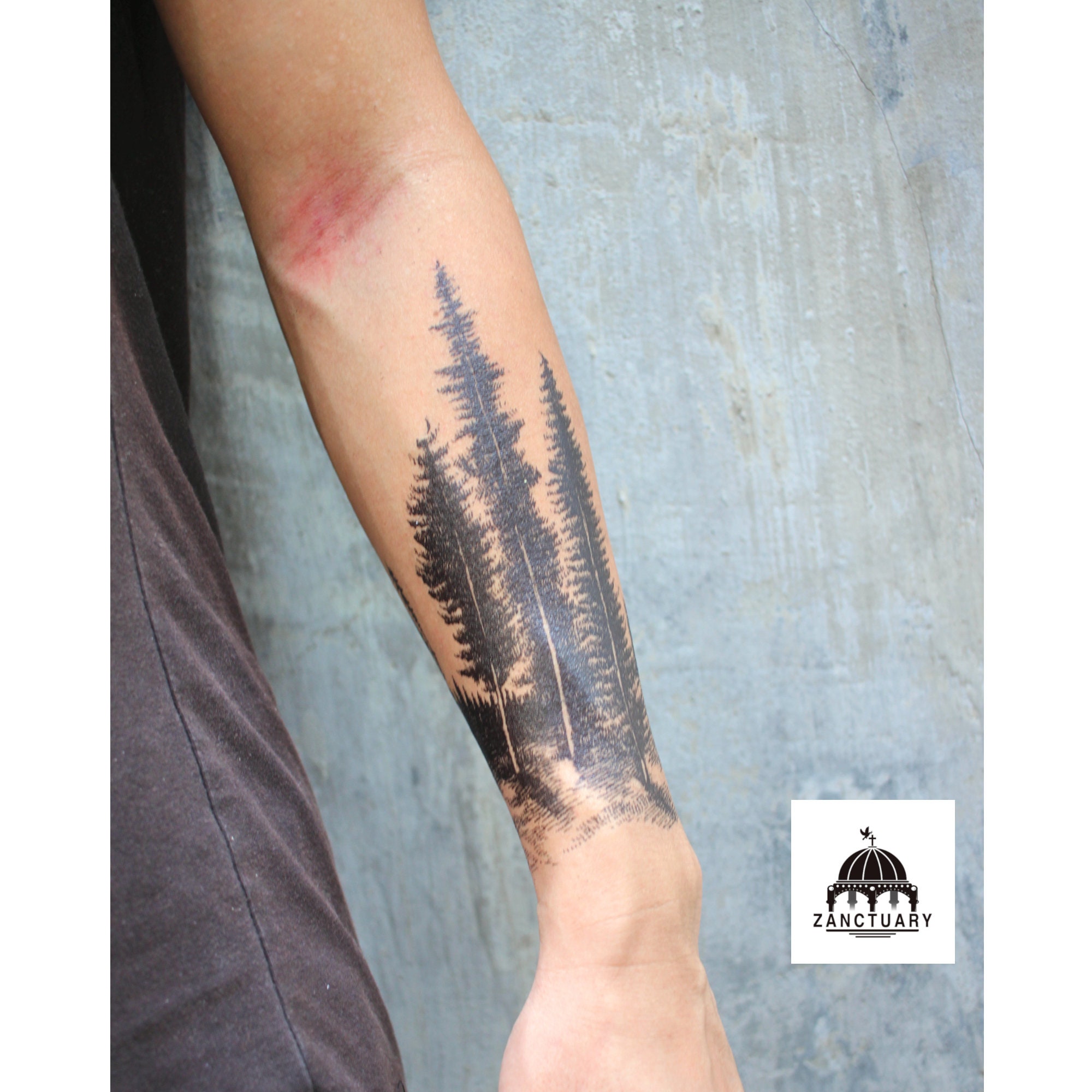 1 4 sleeve forest tattoo