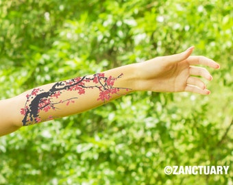 Sakura Temporary Tattoo Sleeve Cherry Blossom Temporary Tattoo Floral Forearm Tattoo Sakura Tattoo Tree Temporary Tattoo Large Floral Tattoo