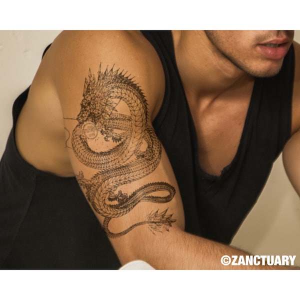 Dragon Tattoo Dragon tatouage Dragon nep Tattoo voor bovenarm Dragon onderarm tatoeage voor mannen Tatouage Temporaire Homme Tätowierung