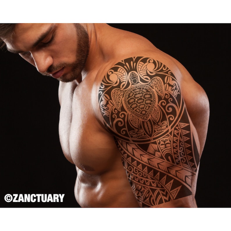 Maori Temporary Tattoo Sleeve for Man Maori Tattoo Sleeve Polynesian Tattoo Tribal Tattoo Maori Fake Tattoo Sleeve Faux Tatouage Temporaire image 1