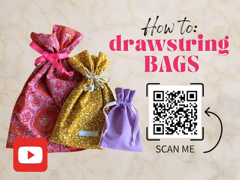 Lined Drawstring Bag Sewing Pattern: 3 Sizes (a4/letter PDF Download ...