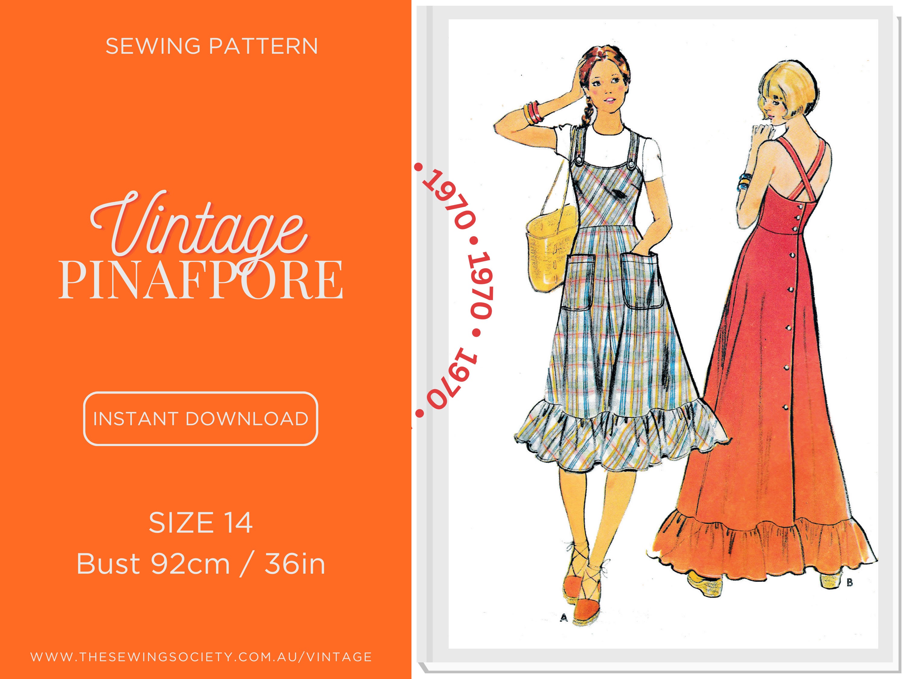 Buy 1940s Pinafore Dress Vintage Sewing Pattern 1940s 40s Pdf Digital  Download Dress Vintage Layering Button up Smart Dress Online in India - Etsy