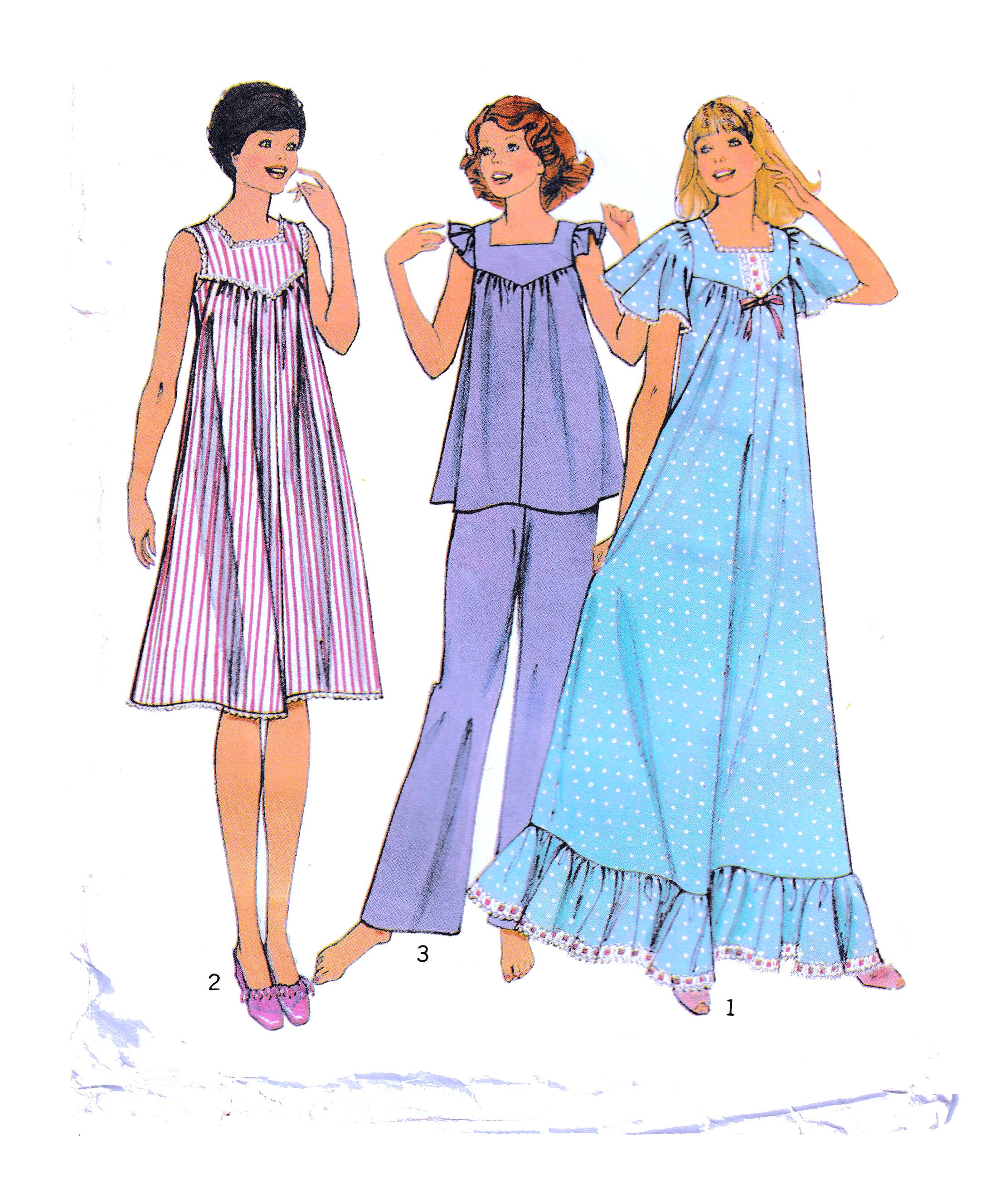 PDF Digital Download Sewing Pattern Vintage 1970s Nightdress & Pajamas