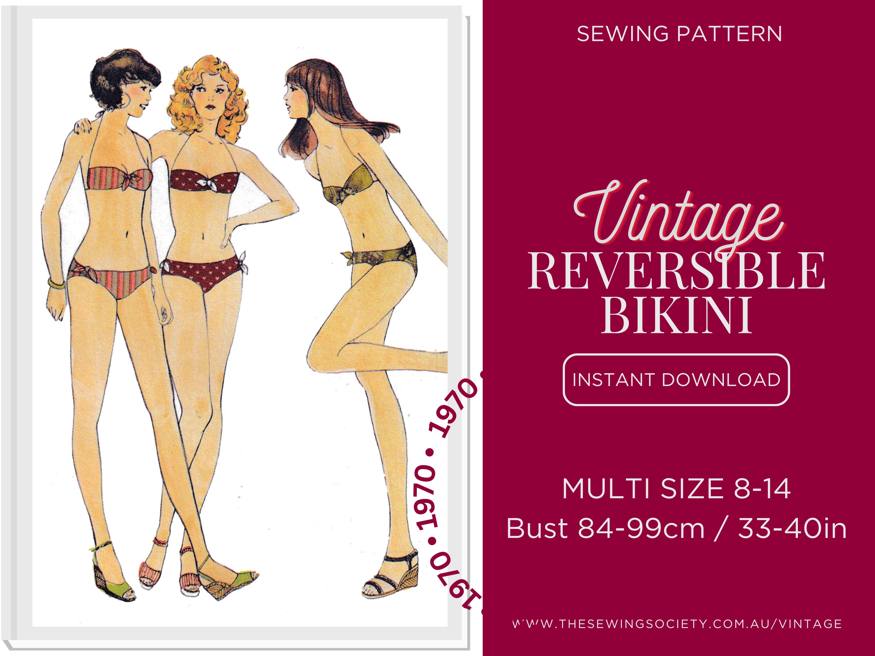 Mutandine Bikini Satin Anni '80 &ndash; Stile Sissy &ndash; Giardino Floreale Rosso &ndash; Unisex