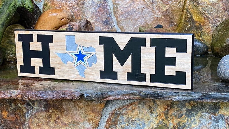 Dallas Cowboys Texas State Custom Carved HOME Wood Sign | Etsy