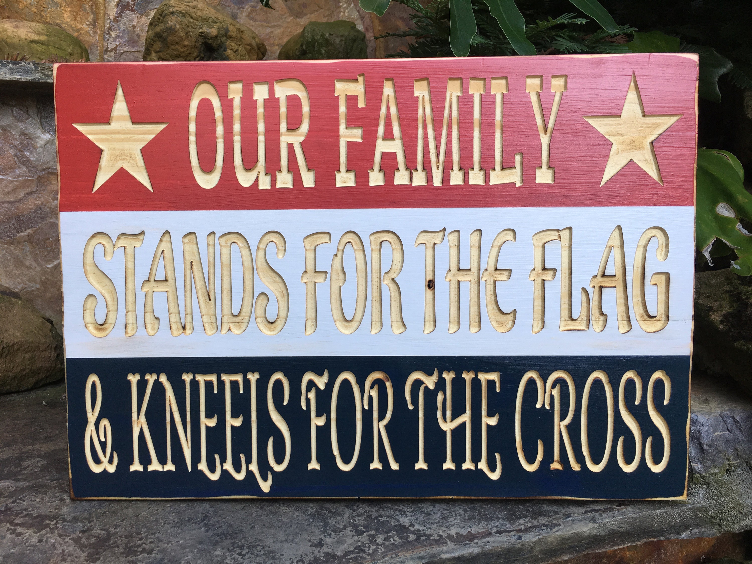 Custom Carved our Family Stands for the Flag & Kneels Etsy UK