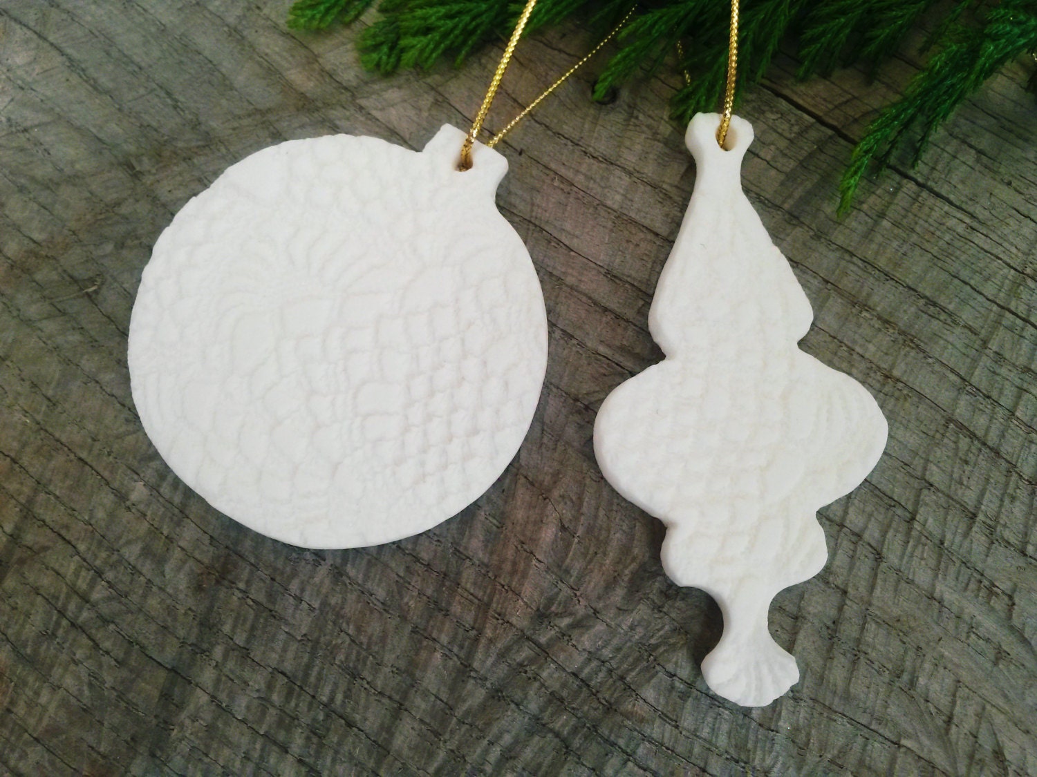 Christmas bubble shaped ornaments with lace imprint Etsy