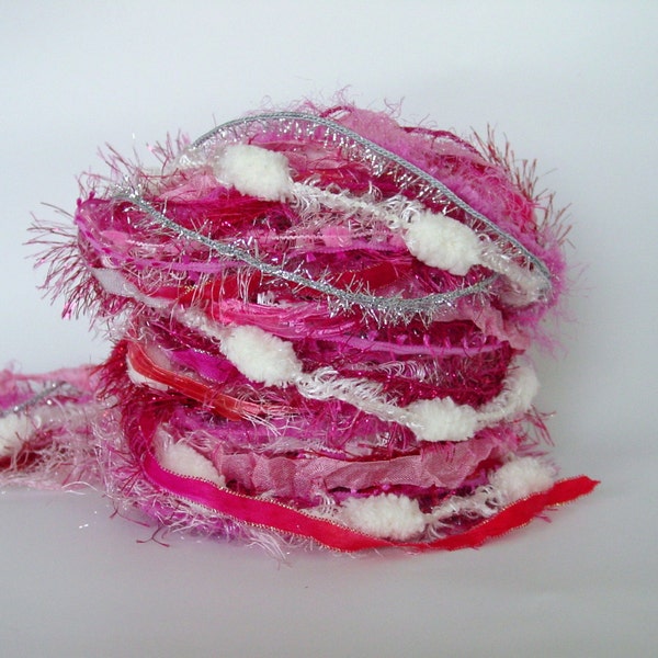 DEAR VALENTINE Adornment Fiber Art Bundle, Specialty Yarn Embellishment,  24 yards
