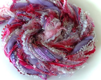 BERRY PATCH, 26 yd Adornment Fiber Art Bundle, Specialty Yarn Embellishment