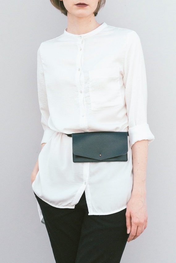 Belt bag leather black leather waist bag leather waist pack Etsy