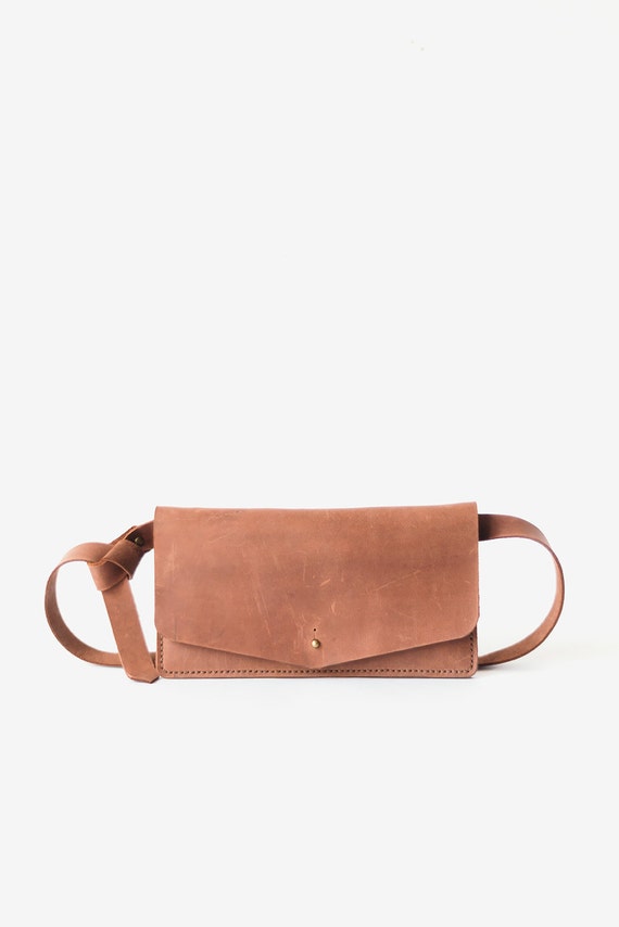 Belt bag leather brown leather waist bag leather waist pack Etsy