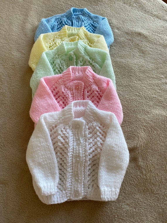 Hand knit baby Cardigans 03 month Etsy
