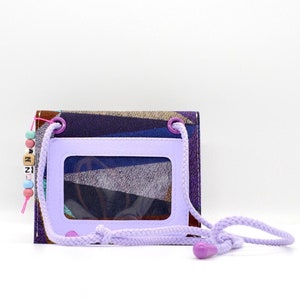 Bolso de pecho con compartimento transparente y cadena para nombres (bolso para colgar, bolso de hombro pequeño, bolso con cordón, bolso para el cuello, bolso para el cuello)