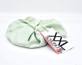 XXL scrunchie made of shiny satin: handmade, 18 cm diameter, gentle on hair, eye-catcher in bright colors; Must have for modern styling