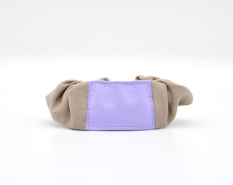 Scrunchie with leather, light purple (unique due to the faux leather detail, for the hair or wrist) Hair tie with purple leather