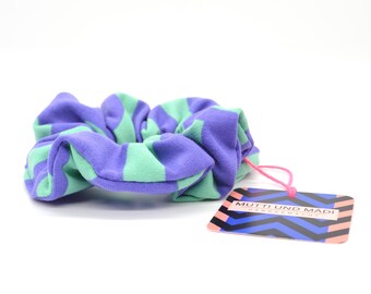 Scrunchie - türkis lila (großer Zopfgummi / Haargummi in angesagtem Design, super modern und schonend für deine Haare)