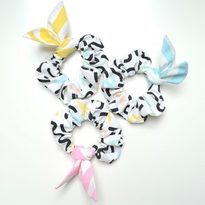 Scrunchie Betsy large modern braid elastic / hair tie with removable bow in candy design super soft and gentle on the hair image 6