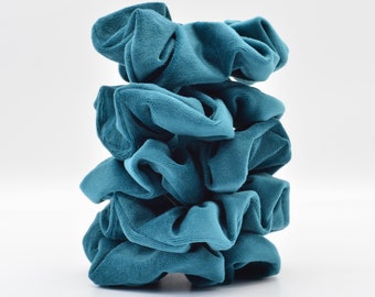 Velvet scrunchie - Petra (large modern hair tie made of petrol-colored velvet - super soft and gentle on your hair)