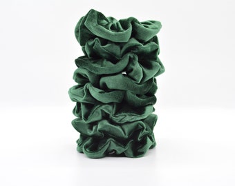 Velvet scrunchie - Olivia (large modern cable tie / hair tie made of dark green velvet, super soft and gentle on your hair)