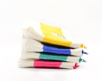 small terry cloth bag // cosmetic bag, beach bag, toiletry bag, bag pocket,  inside pocket, clutch, zippered bag