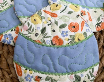 Easter Egg Quilted Fabric Drink Coasters, Set of Four Coasters
