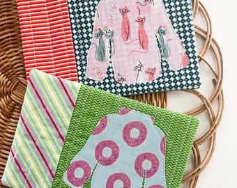 Set of Two Ugly Christmas Sweater Mug Rugs, Christmas Coasters