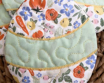 Easter Egg Quilted Fabric Drink Coasters, Set of Four Coasters