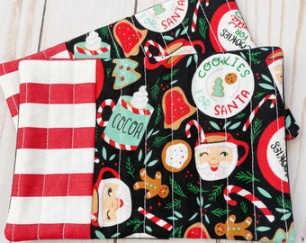 Set of Two Cookies for Santa Mug Rugs, Christmas Coasters
