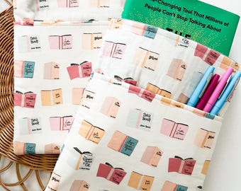 Handmade Book Sleeve with Front Pocket – Padded Book Cover with Pen & Notepad Holder